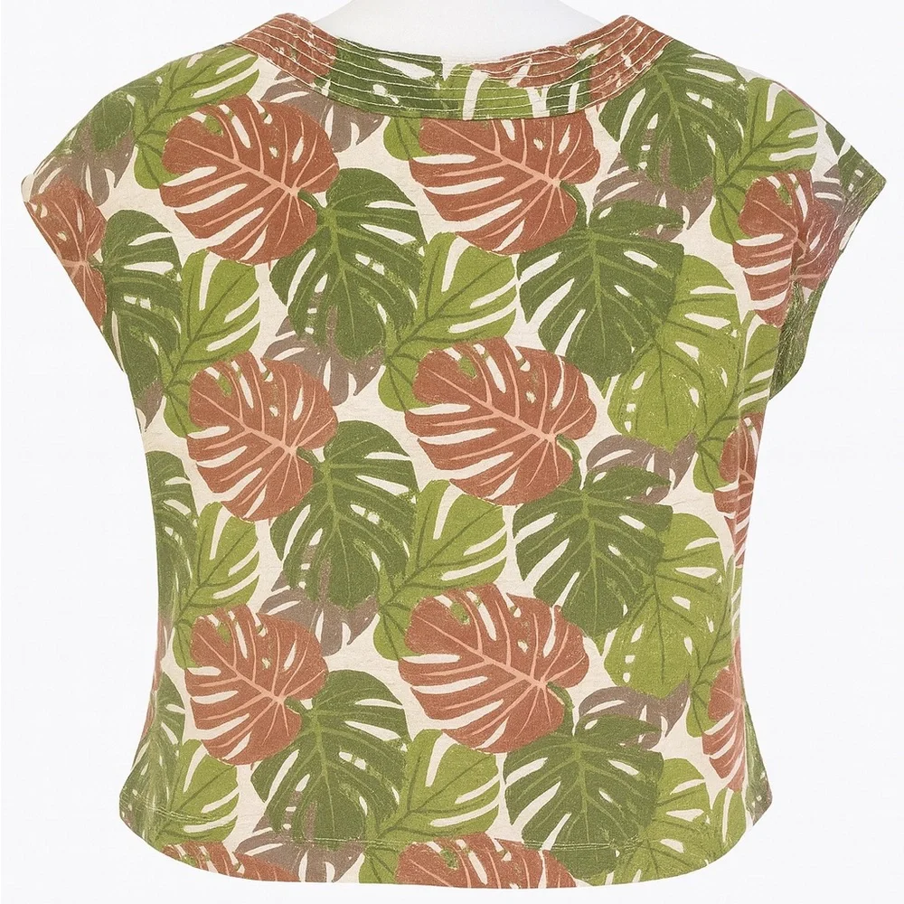 Tahari 100% Linen Tropical Monstera Button-Front Top – Women’s Medium - Picture 2 of 7